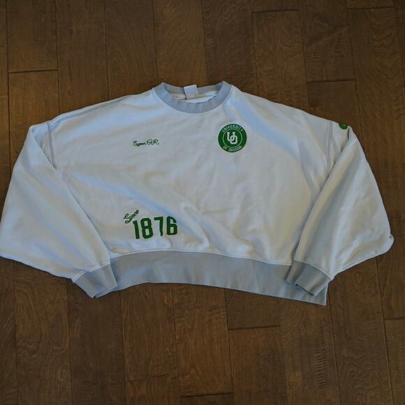 Nike Tops - Nike University Oregeon 1876 Long Sleeve Crop Sweatshirt White Womens Size Large